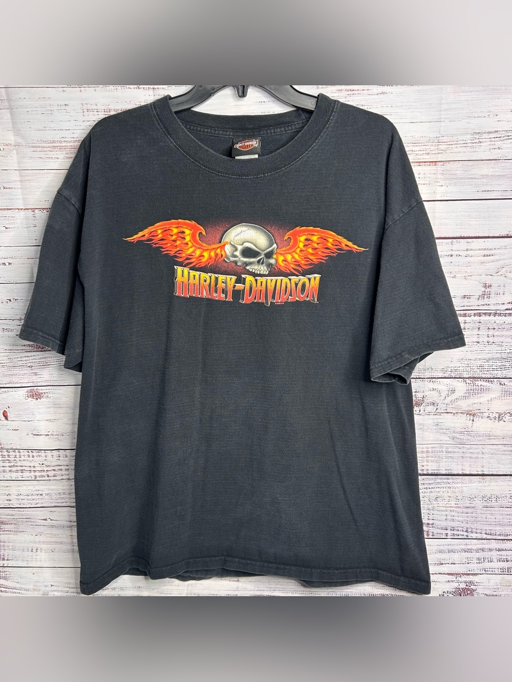Harley Davidson 2008 Skull Wings Flames Graphic T-shirt Men’s Size XL F13